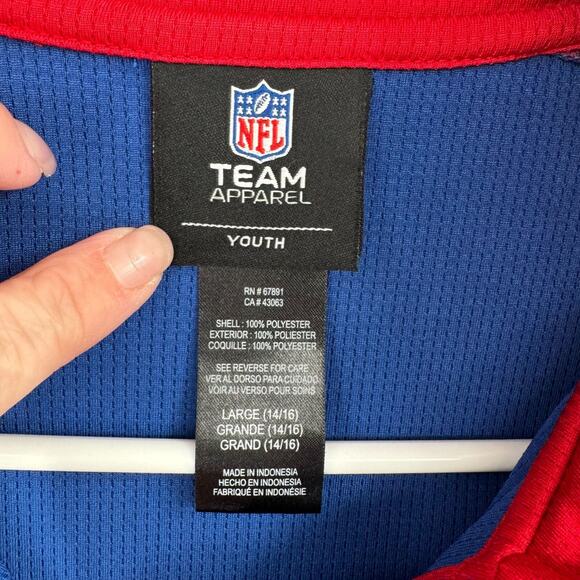 NFL Team Apparel 1/4‎ Zip New York Giants Pullover Youth Large 14/16 Blue/Red - Picture 5 of 7